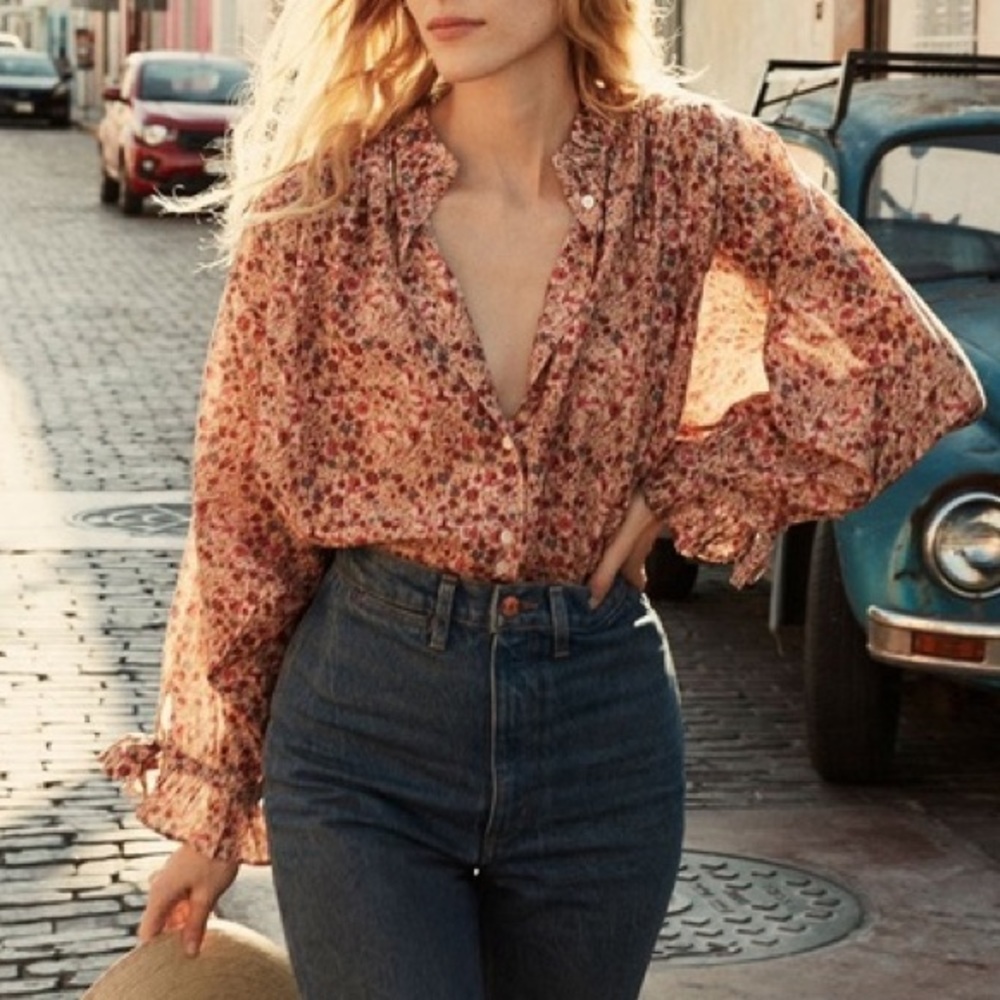 DÔEN Rose Floral Top in Pink Valley Floral